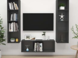 vidaXL 3 Piece TV Stand Set Gray Engineered Wood