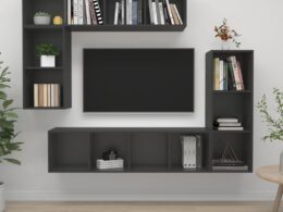 vidaXL 4 Piece TV Stand Set Gray Engineered Wood