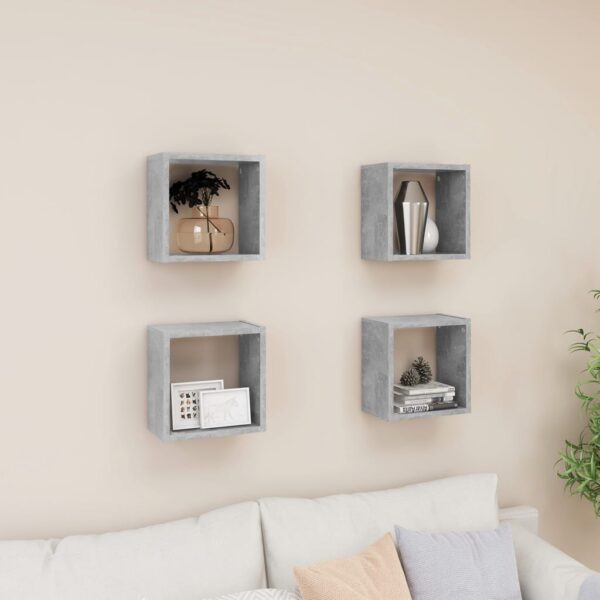 vidaXL Wall Cube Shelves 4 pcs Concrete Gray 10.2"x5.9"x10.2"