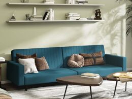 vidaXL 2-Seater Sofa Bed Blue Velvet