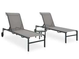 vidaXL Sun Loungers 2 pcs with Table Textilene and Steel