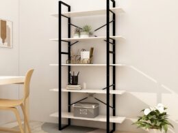 vidaXL 5-Tier Book Cabinet White 39.4"x11.8"x68.9" Pinewood