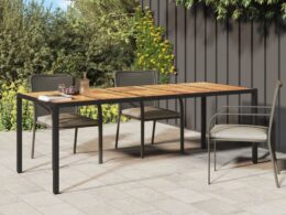 vidaXL Patio Table Black 98.4"x39.4"x29.5" Poly Rattan