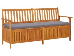 vidaXL Storage Bench with Cushion 66.9" Solid Wood Acacia