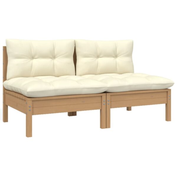 vidaXL 2-Seater Patio Sofa with Cream Cushions Solid Pinewood
