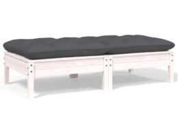 vidaXL 2-Seater Patio Sofa with Cushions White Solid Pinewood