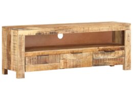 vidaXL TV Stand 43.3"x11.8"x15.7" Rough Mango Wood