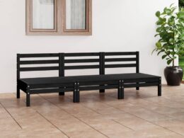 vidaXL 3 Piece Patio Lounge Set Black Solid Pinewood