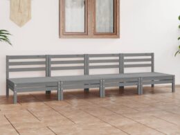 vidaXL 4 Piece Patio Lounge Set Gray Solid Pinewood