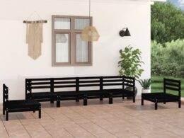 vidaXL 6 Piece Patio Lounge Set Black Solid Pinewood