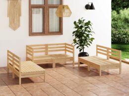 vidaXL 6 Piece Patio Lounge Set Solid Pinewood