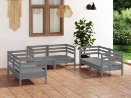 vidaXL 6 Piece Patio Lounge Set Gray Solid Pinewood