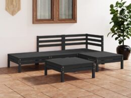 vidaXL 5 Piece Patio Lounge Set Solid Pinewood Black