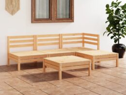 vidaXL 5 Piece Patio Lounge Set Solid Pinewood