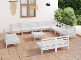 vidaXL 13 Piece Patio Lounge Set Solid Pinewood White