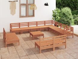 vidaXL 13 Piece Patio Lounge Set Solid Pinewood Honey Brown