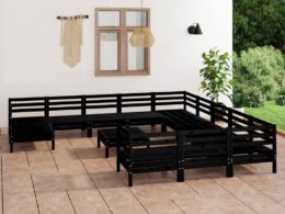 vidaXL 13 Piece Patio Lounge Set Black Solid Pinewood