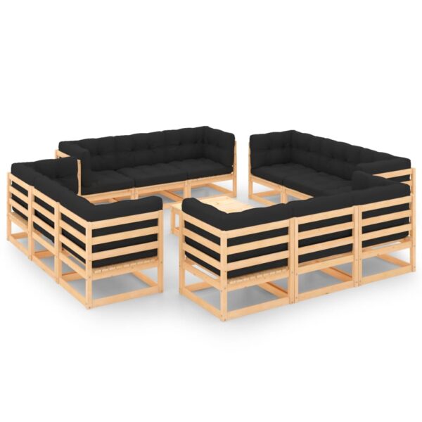 vidaXL 13 Piece Patio Lounge Set with Cushions Solid Pinewood