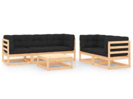 vidaXL 6 Piece Patio Lounge Set with Cushions Solid Pinewood