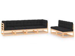 vidaXL 6 Piece Patio Lounge Set with Cushions Solid Pinewood