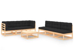 vidaXL 7 Piece Patio Lounge Set with Cushions Solid Pinewood