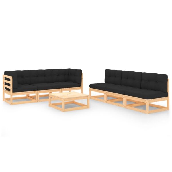 vidaXL 7 Piece Patio Lounge Set with Cushions Solid Pinewood