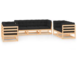 vidaXL 7 Piece Patio Lounge Set with Cushions Solid Pinewood