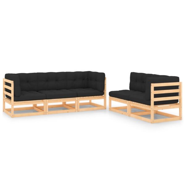 vidaXL 5 Piece Patio Lounge Set with Cushions Solid Pinewood