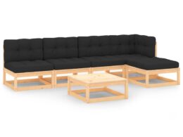vidaXL 6 Piece Patio Lounge Set with Cushions Solid Pinewood