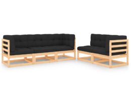 vidaXL 5 Piece Patio Lounge Set with Cushions Solid Pinewood