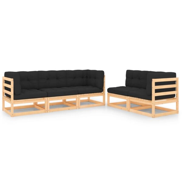 vidaXL 5 Piece Patio Lounge Set with Cushions Solid Pinewood