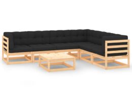 vidaXL 7 Piece Patio Lounge Set with Cushions Solid Pinewood