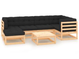 vidaXL 7 Piece Patio Lounge Set with Cushions Solid Pinewood