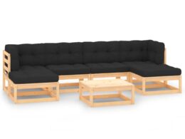 vidaXL 7 Piece Patio Lounge Set with Anthracite Cushions Pinewood