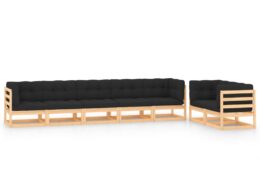 vidaXL 7 Piece Patio Lounge Set with Anthracite Cushions Pinewood