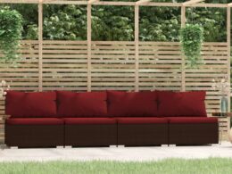 vidaXL 4 Seater Sofa with Cushions Brown Poly Rattan
