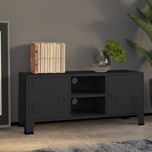 vidaXL Industrial TV Stand Black 41.3"x13.8"x16.5" Metal