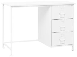 vidaXL Industrial Desk with Drawers White 41.3"x20.5"x29.5" Steel