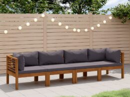 vidaXL 4-Seater Patio Sofa with Cushion Solid Acacia Wood