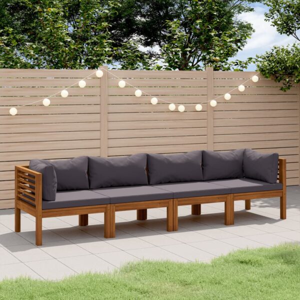 vidaXL 4-Seater Patio Sofa with Cushion Solid Acacia Wood