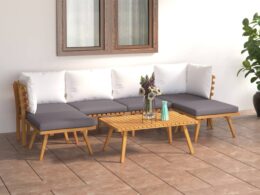 vidaXL 7 Piece Patio Lounge Set with Cushions Solid Acacia Wood