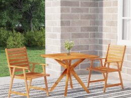 vidaXL 3 Piece Patio Dining Set Solid Wood Acacia