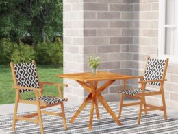 vidaXL 3 Piece Patio Dining Set Solid Wood Acacia