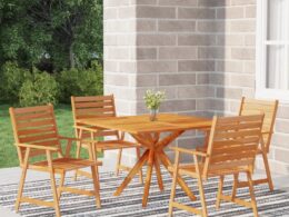 vidaXL 5 Piece Patio Dining Set Solid Wood Acacia