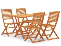 vidaXL 5 Piece Folding Patio Dining Set Solid Eucalyptus Wood