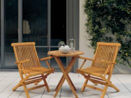vidaXL 3 Piece Patio Dining Set Solid Wood Teak