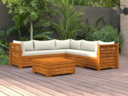 vidaXL 6 Piece Patio Lounge Set with Cushions Solid Acacia Wood