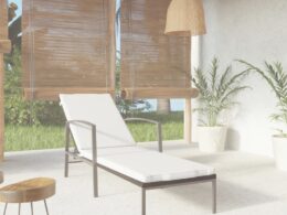 vidaXL Patio Sun Lounger with Cushion Poly Rattan Black