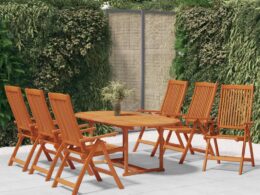 vidaXL 7 Piece Patio Dining Set Solid Wood Eucalyptus