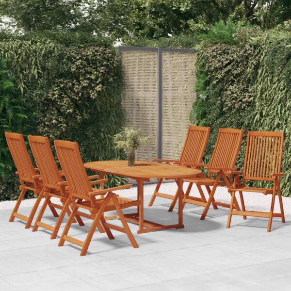 vidaXL 7 Piece Patio Dining Set Solid Wood Eucalyptus